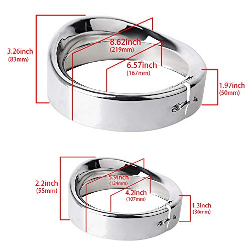 Image of NTHREEAUTO Chrome Motorcycle Lights Frenched Ring Kit Compatible with Harley, 7 inch Headlight Trim Ring Decorate Visor + 4 1 /2 inch Fog Light Trim Ring Decorate Visor(Chrome)