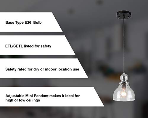 Ciata Lighting 1-Light Indoor Adjustable Mini Pendant - Bronze Indoor Pendant (2 Pack) by Ciata - Image 6