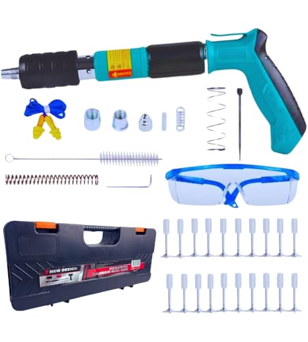 Pistola Sparachiodi con 10 Chiodi Tondi,Spara Chiodi per Cemento e Ferro Attrezzo per Rivettare le Pareti, Chiodatrice per Pareti in Calcestruzzo,con Valigetta Accessori
