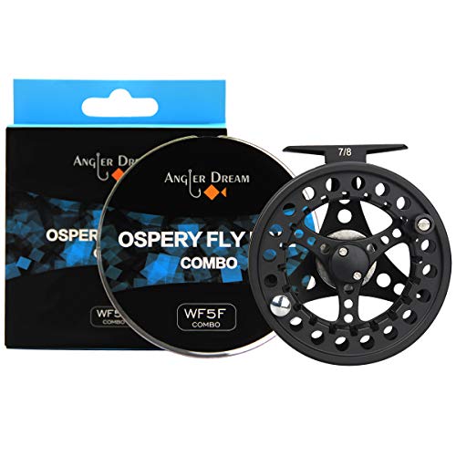 Angler Dream (1/2Wt 3/4Wt 5/6Wt 7/8Wt) Fly Reel With Line Combo Aluminum Alloy Large Arbor Fly Fishing Reels Weight Forward Fly Line With Braided Backing Tapered Leader #TOP1