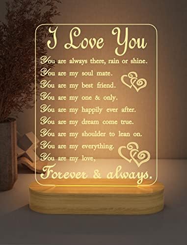 FULLOSUN Gifts for Girlfriend, Valentine's Day Gifts, I Love You Gifts for Her, LED Wooden Night Light for Wife Husband Birthday Sweet Present