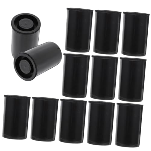 KONTONTY 50pcs Film Box Film Canister Small Plastic Jars with Lids Small Plastic Containers Camera Film Case or Black