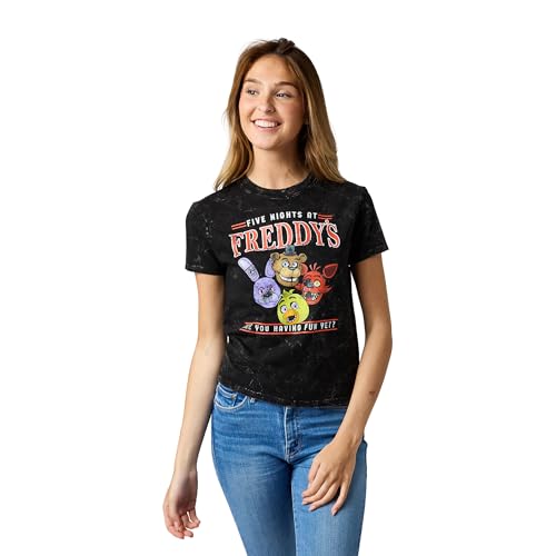 Five Nights at Freddy’s Having Fun Yet Women’s Black Mineral Wash Crew Neck Short Sleeve T-Shirt3