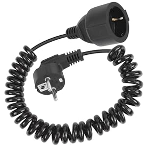 Pfloge DYX03 Schuko Spiralkabel 2M Schwarz