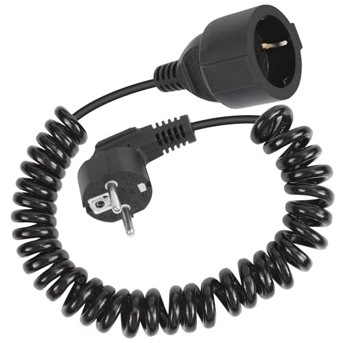 Pfloge DYX03 Schuko Spiralkabel 2M Schwarz