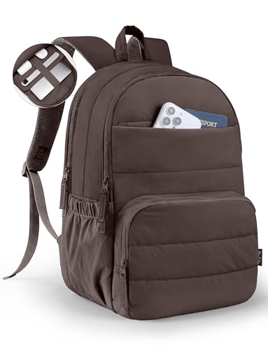 Uselike Travel Backpack for Women 15.6 Inch Laptop Backpack Quilted College Bookbag Cute Work Backpacks Water Resistant (Dark Brown)