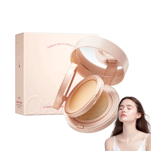 Air Cushion CC Crème et poudre pressée 2 en 1, correcteur BB crème, fond de teint liquide, minimise les pores et les lignes fines, imperméable et durable, pour tous les types de peau (ivoire)