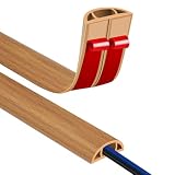 Canalina autoadesiva per cavi 7,7 x 7,7 mm, ponte per cavi da pavimento, 3M con effetto legno, canalina flessibile in PVC per cavi, copertura per cavi per prevenire rischi di inciampo