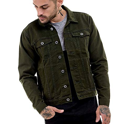 JAQUETA JEANS PREMIUM SLIM FIT MASCULINA VERDE MILITAR OFFERT (G)