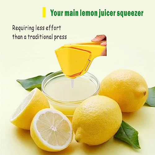 Lemon Juicer Hand, Easy Squeeze Manual Lemon Squeezer, Citrus Juicer That Folds Flat For Space-Saving Storage, Lemon Juicer Squeezer With Sideways Pivot To Increase Leverage + Reduce Effort Needed (Lemon Yellow) #TOP2