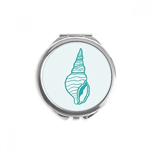Miroir de poche escargot bleu illustration marine maquillage nomade rond