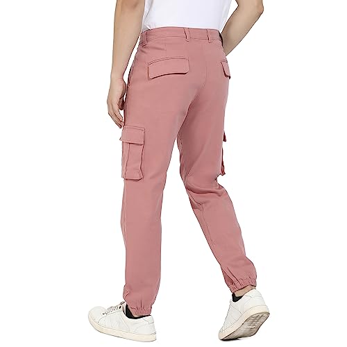 Image of CAHOOT Men's Cuffed Hem Cargo Trousers for Casual Wear | 6 Pockets | Regular Fit | Button Closure | Cotton Poly Cargo Pant Crafted with Comfort Fit for Everyday Wear