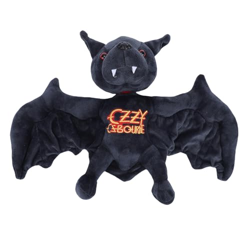 Masyrt Black Bat Plush Toy,Halloween Black Bat Decor,PP Cotton Soft Cute Bats Stuffed Animal with Gold Embroidery for Rock Music Fan Halloween Easter Christmas Valentines Birthday (Magnetic)