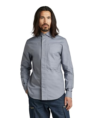 G-Star Raw Camisa Secret Utility Reg, Camisa Para Hombre, Multicolor Lt Cloud Steel Grey Oxford D21085-C895-D494 , Xxl