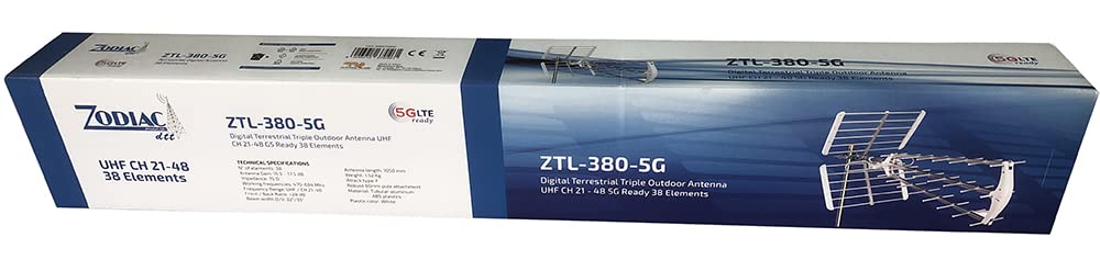 Melchioni, Antenna tripla digitale terrestre banda UHF Ready, ZTL-380-5G 38 elementi Canali 21-48 frequenza 470-694Mhz, guadagno 15.5 – 17.5dB