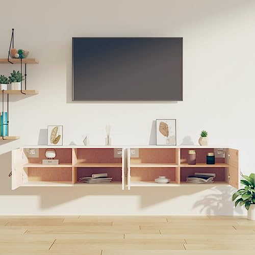 Mueble de pared de pino macizo blanco lacado mate 4