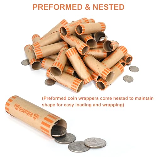 Image of LLIKED 864 PCS Quarters Preformed Coin Roll Wrappers-Quarters