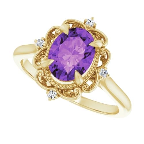 Generic Vintage 3 CT Oval Amethyst Ring 10k Yellow Gold