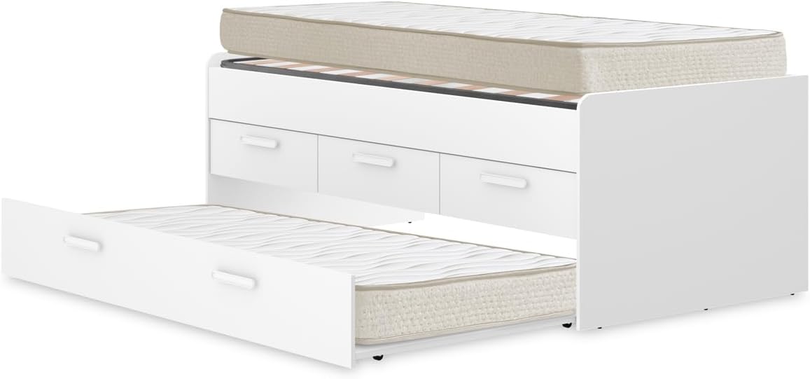 DEKIT Pack Ahorro Juvenil Cama Nido Leka con 3 cajones