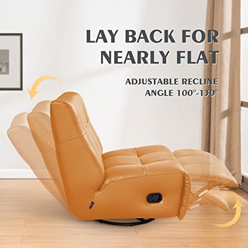 Unifrenty Lounge Chair Recliner, Natural Leather Oversized Home Theater Seating, Modern Chair Classic Design For Living Room Study Lounge Office Salon Orange #TOP4