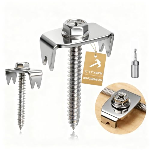 Fence Staples with Screws 304 Stainless Steel 200 Pack for Chicken Wire