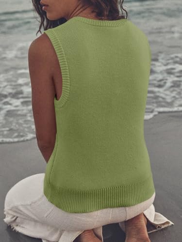 Image of Saodimallsu Women's Ribbed Knit Sweater Vest | Fashion U Neck,Pullover, Boho,Casual Knit,Beach Vacation Outfits