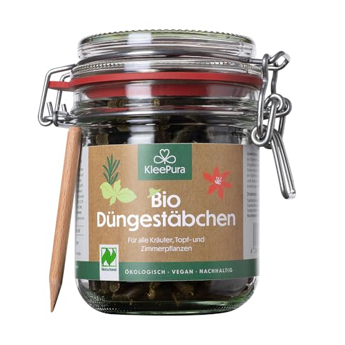 Preisvergleich Produktbild KleePura Bio Düngestäbchen (200g) im Glas. Kleedünger für Topfpflanzen, Zimmerpflanzen, Grünpflanzen & Blühpflanzen. Inkl. Steckhölzchen.