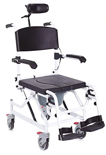 Imagen de Silla cómoda para inodoro y ducha sobre ruedas Relleno de poliuretano basculante Art