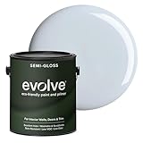 Evolve Interior Paint & Primer, Four Sheens, 1-Gallon & 5-Gallon, Designer Curated Color Palette – One-Coat Coverage, Excellent Hide, Low VOC, Low Odor, Washable Paint for Walls, Ceilings & Trim - Semi-Gloss Sheen (Pale Blue, 1-Gallon (128 fl. Oz.))