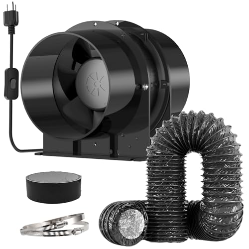 Okryain ダクトファン 150mm 排気セット 換気扇 ダクト用換気扇 風量333㎥/h 中間取付 スイッチ付き HA1751B1HL