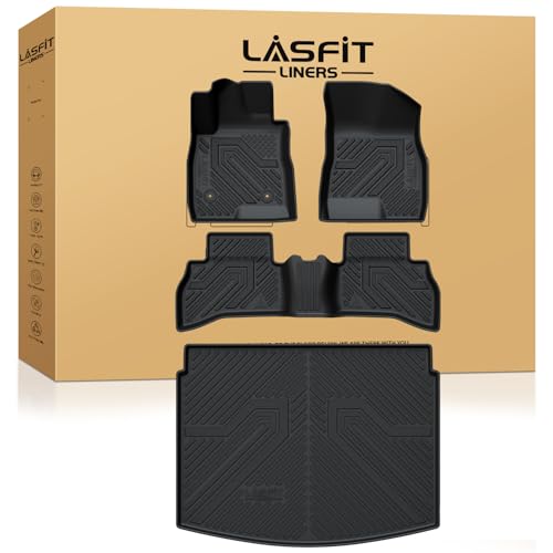 LASFIT Floor Mats & Cargo Mat for Buick Encore GX 2020-2026(Only Fit AWD), TPE All Weather Custom Fit 1st & 2nd Row Rubber Car Mats and Cargo Liner(Lower Position) for Buick Accessories, Black