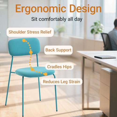 Image of Sidanli Stackable Waiting Room Chairs, Armless Upholstered Guest Chairs Set of 4 with Comfotable Cushion for Conference Reception Break Room Lobby, Blue