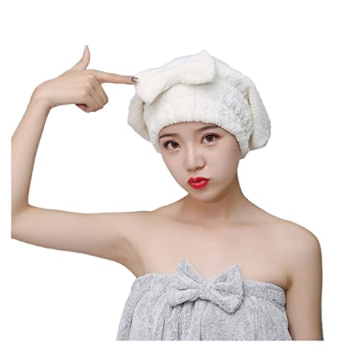 Preisvergleich Produktbild QOXEFPJZ badetücher Schnell trocknende Mikrofaser-Haar-Wrap-Handtuch Turban Premium super saugfähiges Bad Spa Coral Fleece-Duschkopf-Hut (Color : White)