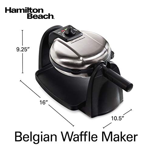 Hamilton Beach Flip Belgian Waffle Maker with Non-Stick Dishwasher safe Removable Plates, Browning Control, PFAS free frids, Drip Tray, Browning Control, 800 Watts, Stainless Steel (26030MNC) by Hamilton Beach - Image 8