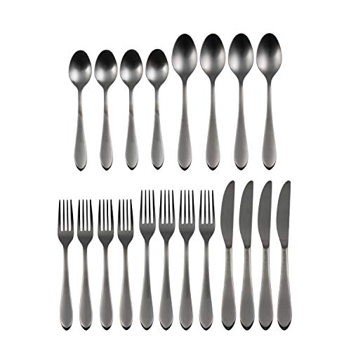 Fiesta Maraca Black Satin 20 Piece Flatware Set, Service For 4, Silver #TOP3