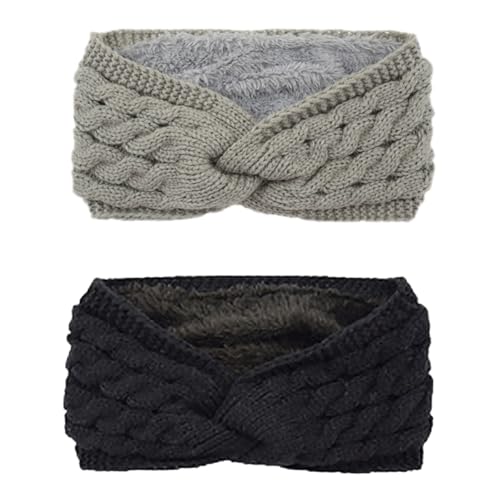DRESHOW Diadema de Punto Cálido para Mujer Calentador de Orejas de Invierno Diademas de Ganchillo Bandas Gruesas para el Pelo de Lana