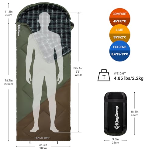 Saco de dormir KingCamp para invierno, ligero y resistente al agua