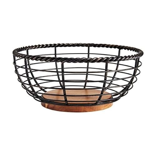 Gourmet Basics by Mikasa 5176766 Rope Centerpiece Fruit Storage Basket, 11-Inch, Antique Black