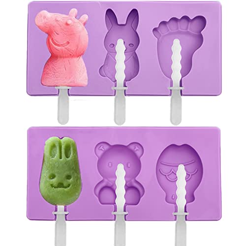 Stampi in silicone per ghiaccioli per bambini con bastoncini, stampi