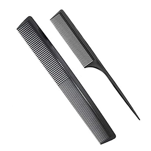 Professional Teasing Comb, Fine and Wide Tooth Hair Barber Comb, Black Carbon Fiber Cutting Comb, Styling Comb, Hairdressing Comb For All Hair Types