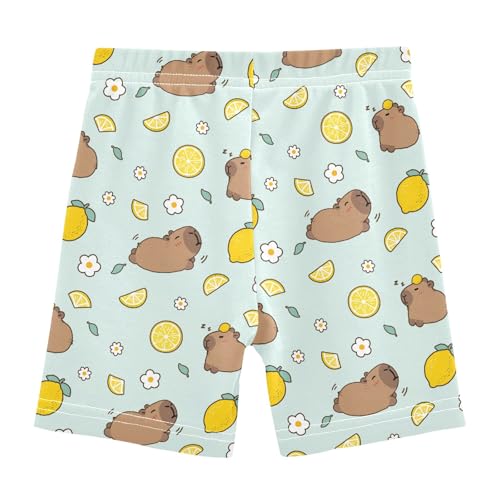 Capybara with Lemons Girls Shorts Elastic Waist Sports Shorts Girls Leggings Pants for 4-10 Years2