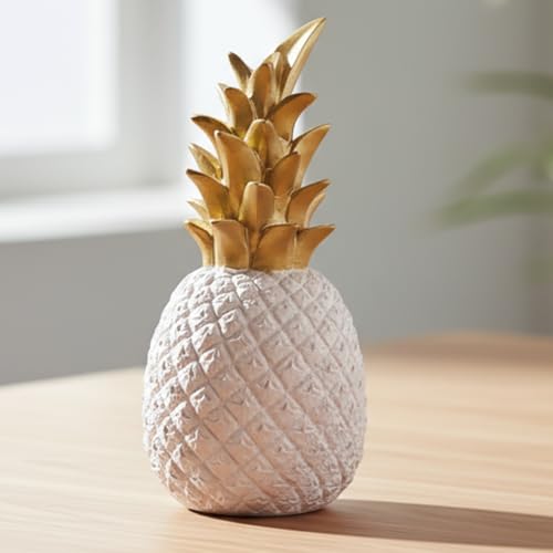 Ferricult Decoración de piña de 7, 1 Pulgadas, Trofeo de piña de Resina para decoración de encimeras de Cocina y Mesa de Comedor, Blanca para el hogar