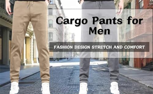 Men Comfy Cargo Pants Stretch, Lightweight Solid Color Long, PantsMultipants High Stretch Multi-Pocket Durable Cargo Pants.4