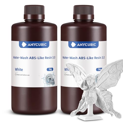 Image of ANYCUBIC Water Washable ABS-Like Resin 3.0 Bundle, 3D Printer Resin, High Toughness and High Precision, Easy to Post-Process, Low Odor, Wide Compatibility for All LCD 3D Printers (White, 2kg)