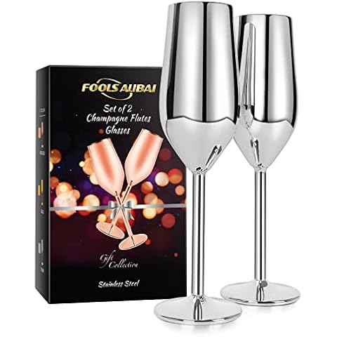 FOOLS ALIBAI Stainless Steel Champagne Glasses Set Cover