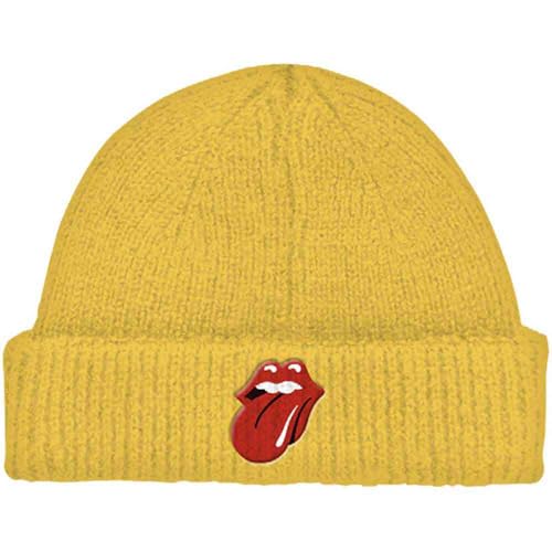 Bonnet The Rolling Stones jaune avec logo Tongue 72 brodé pour fans de rock
