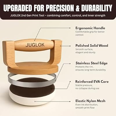 JUGLOK Wooden Printing Tool for Block Printing 4 Inch Printmaking Tool with Ergonomic Wooden Handle, Stainless Steel Edge & Nylon Mesh Base, Ideal for Linocut and Art Prints (Classic Oak)