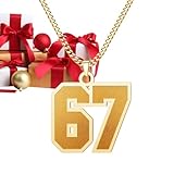 Genérico Collar Numérico Para Chicos | Joyas de Cadena Deportiva Fabricada en Acero Inoxidable - Colgante Del Número 67 De Béisbol,Para Niñas Niños Adolescentes Amigos Familia Mujeres Hombres