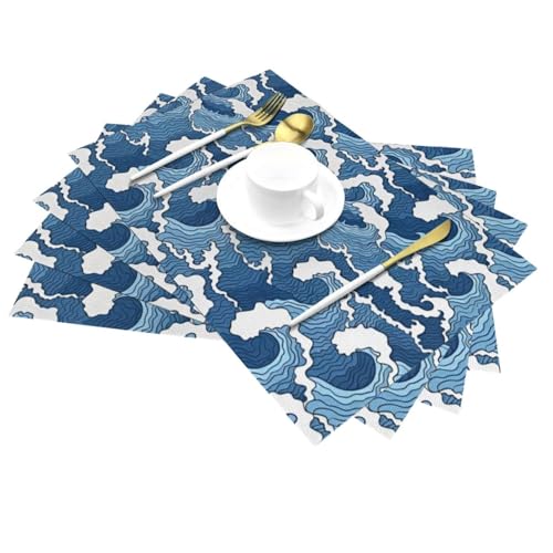 Sets de table Stormy Sea rectangulaires lavables pour restaurants - 3