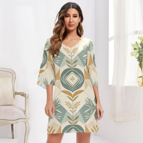 Vestido de gasa para mujer de caída fluida y estampado botánico 6